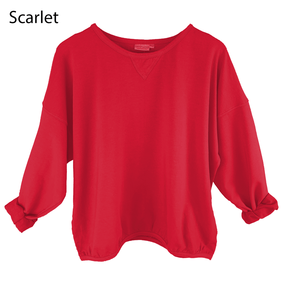 Haystacks top Scarlet Leelanau Cotton French Terry Boxy Sweatshirt (16 Colors!)