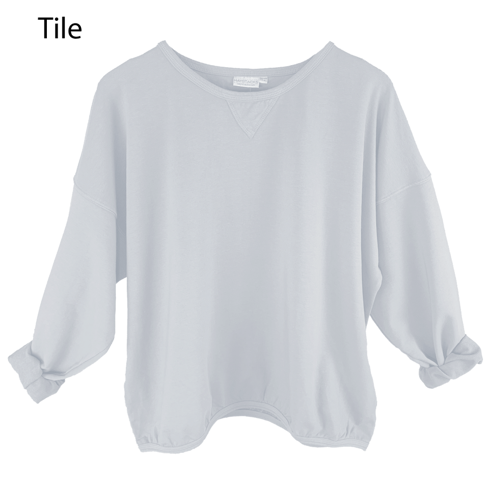 Haystacks top Tile Leelanau Cotton French Terry Boxy Sweatshirt