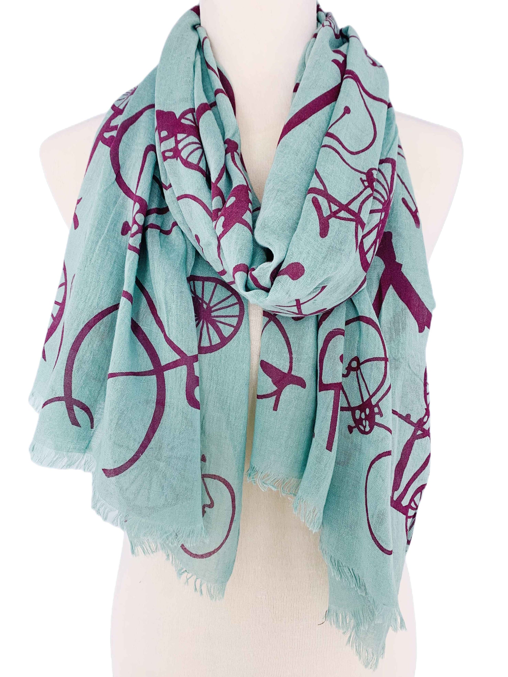 JC Sunny Fashion Aqua-Burgundy Bicycle Scarf