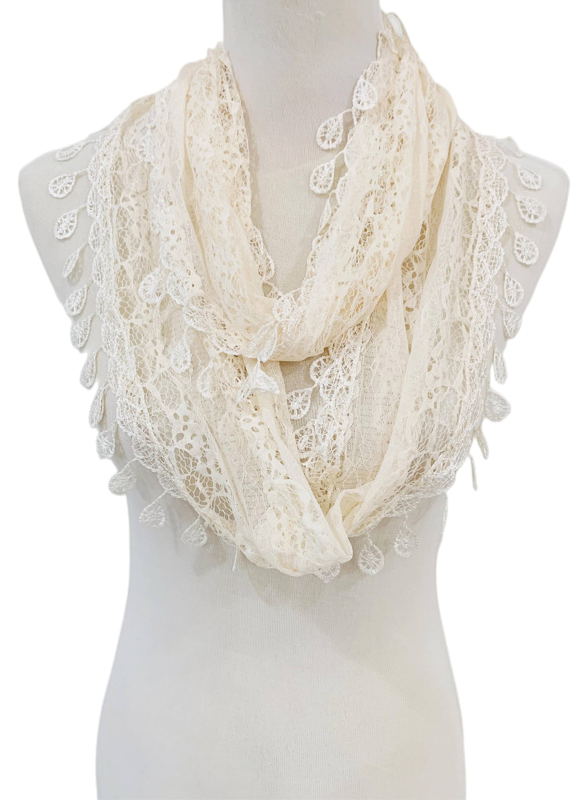 JC Sunny Fashion Beige 8 Colors Gorgeous Elegant lace Infinity Scarf