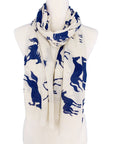 JC Sunny Fashion Beige-Blue Horse Scarf