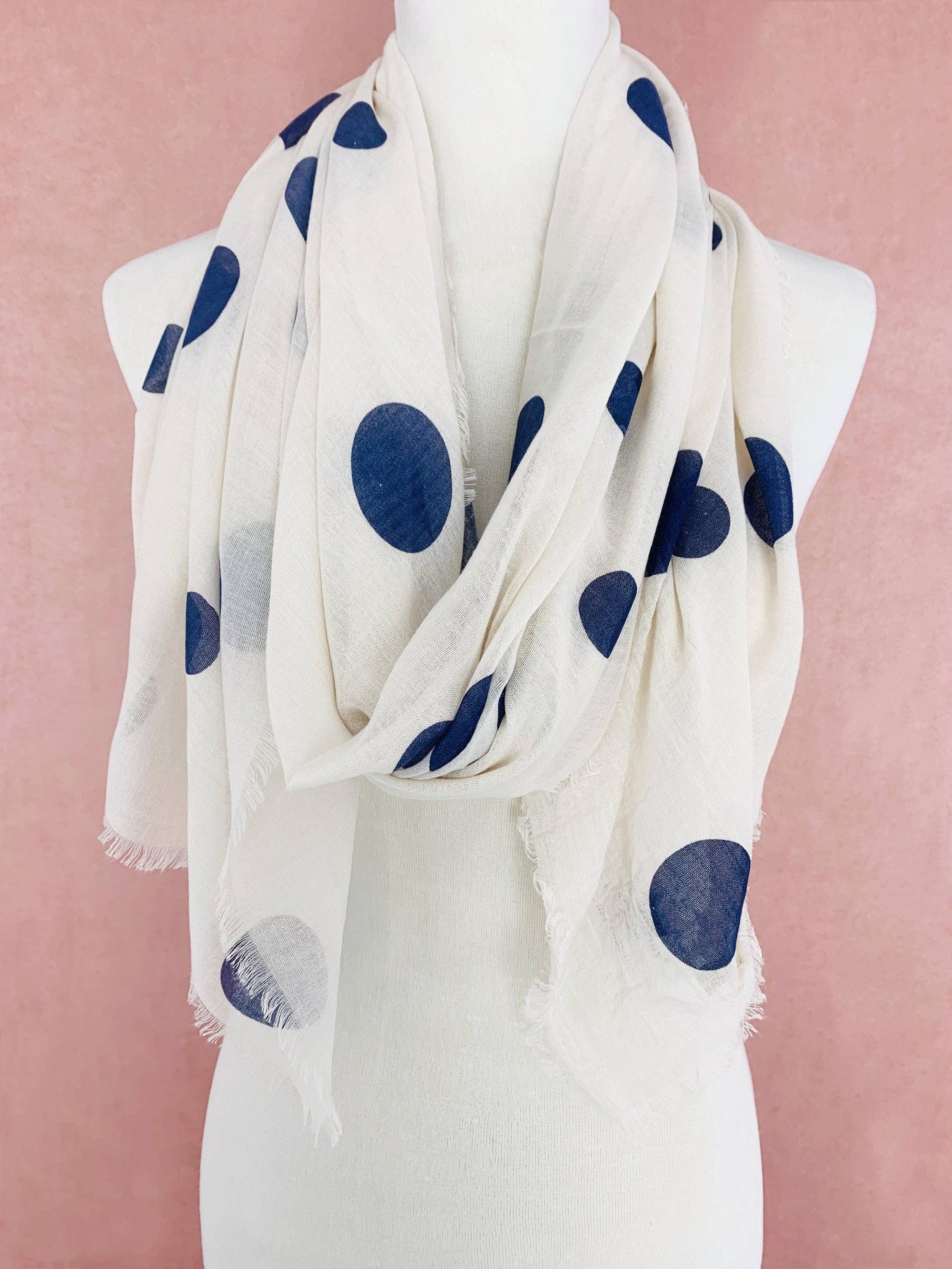 JC Sunny Fashion Beige Polka Dot Scarf