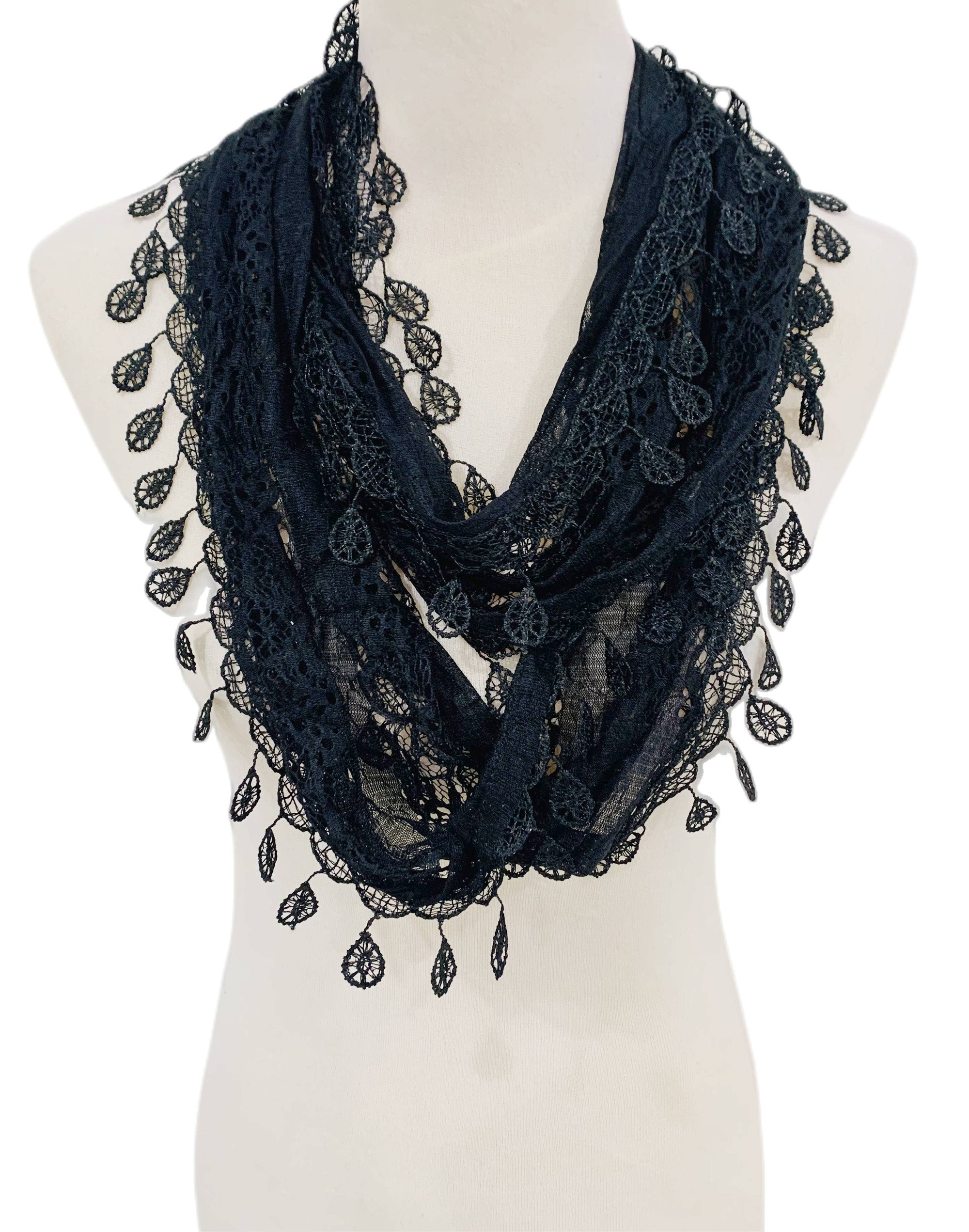 JC Sunny Fashion Black 8 Colors Gorgeous Elegant lace Infinity Scarf