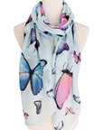 JC Sunny Fashion Blue Multicolor Butterfly Scarf