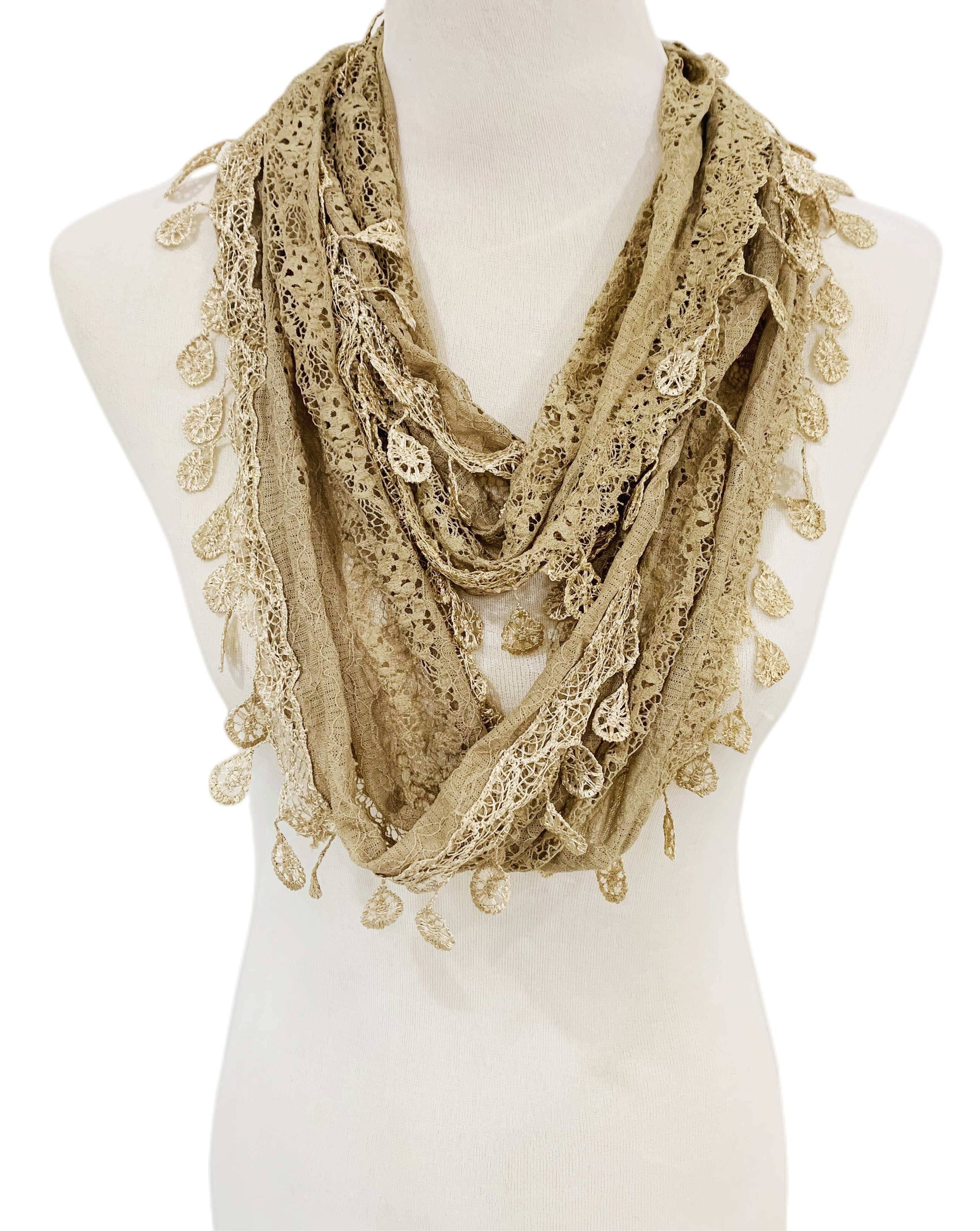 JC Sunny Fashion Brown 8 Colors Gorgeous Elegant lace Infinity Scarf