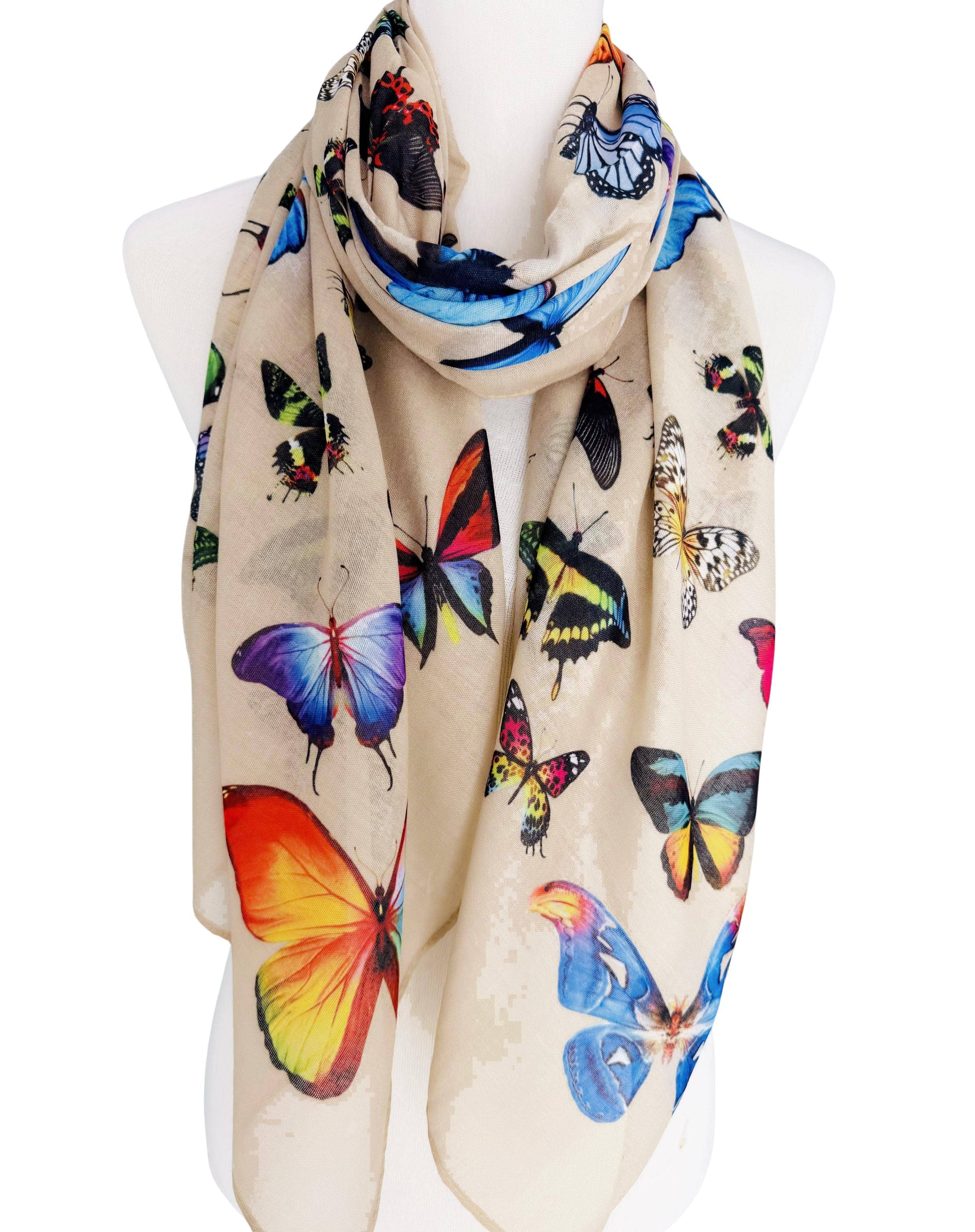 JC Sunny Fashion Brown Multicolor Butterfly Scarf