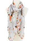 JC Sunny Fashion Scarf Grey-Orange Fox Scarf