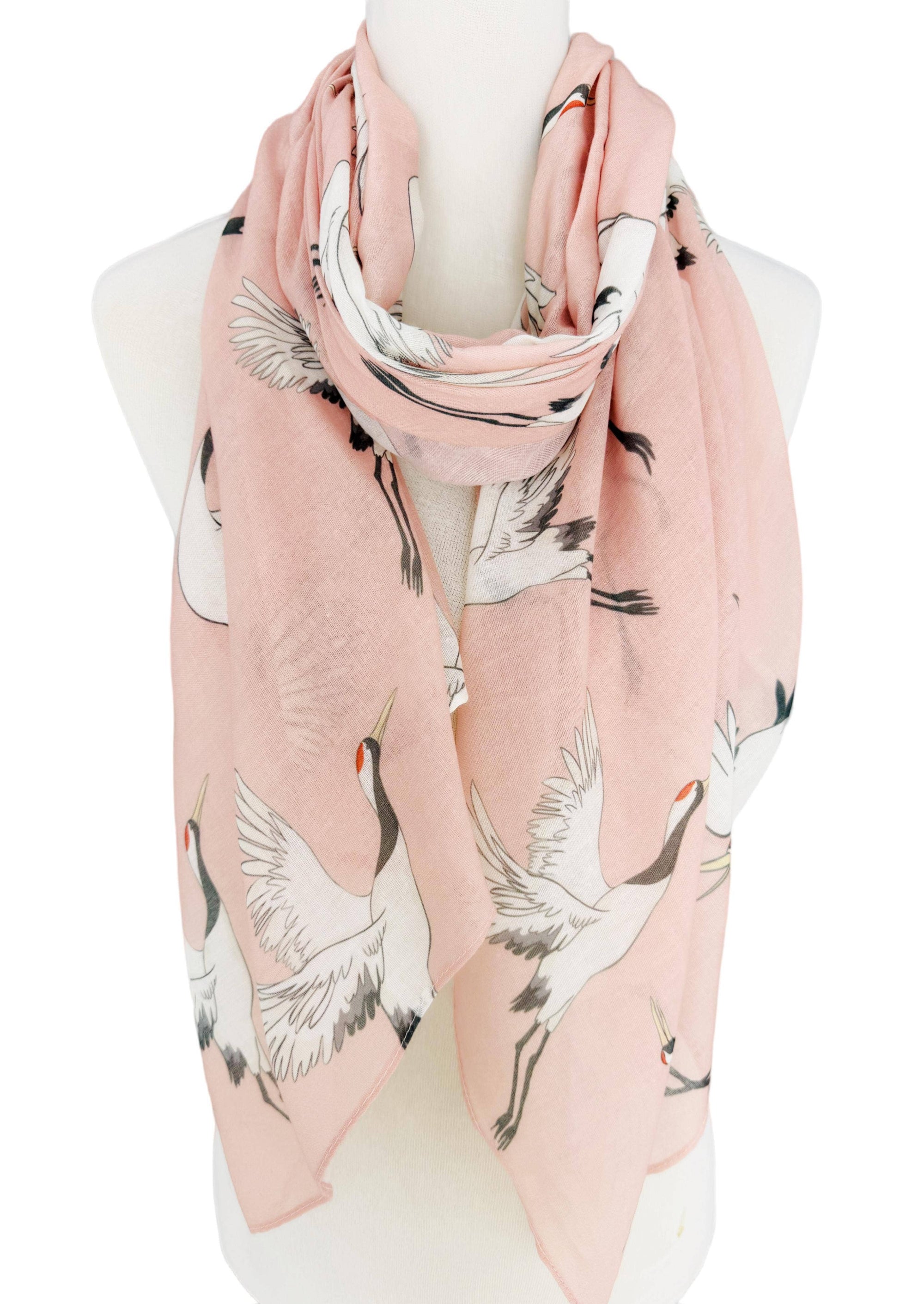 JC Sunny Fashion Scarf Pink-Multi Crane Scarf