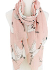 JC Sunny Fashion Scarf Pink-Multi Crane Scarf