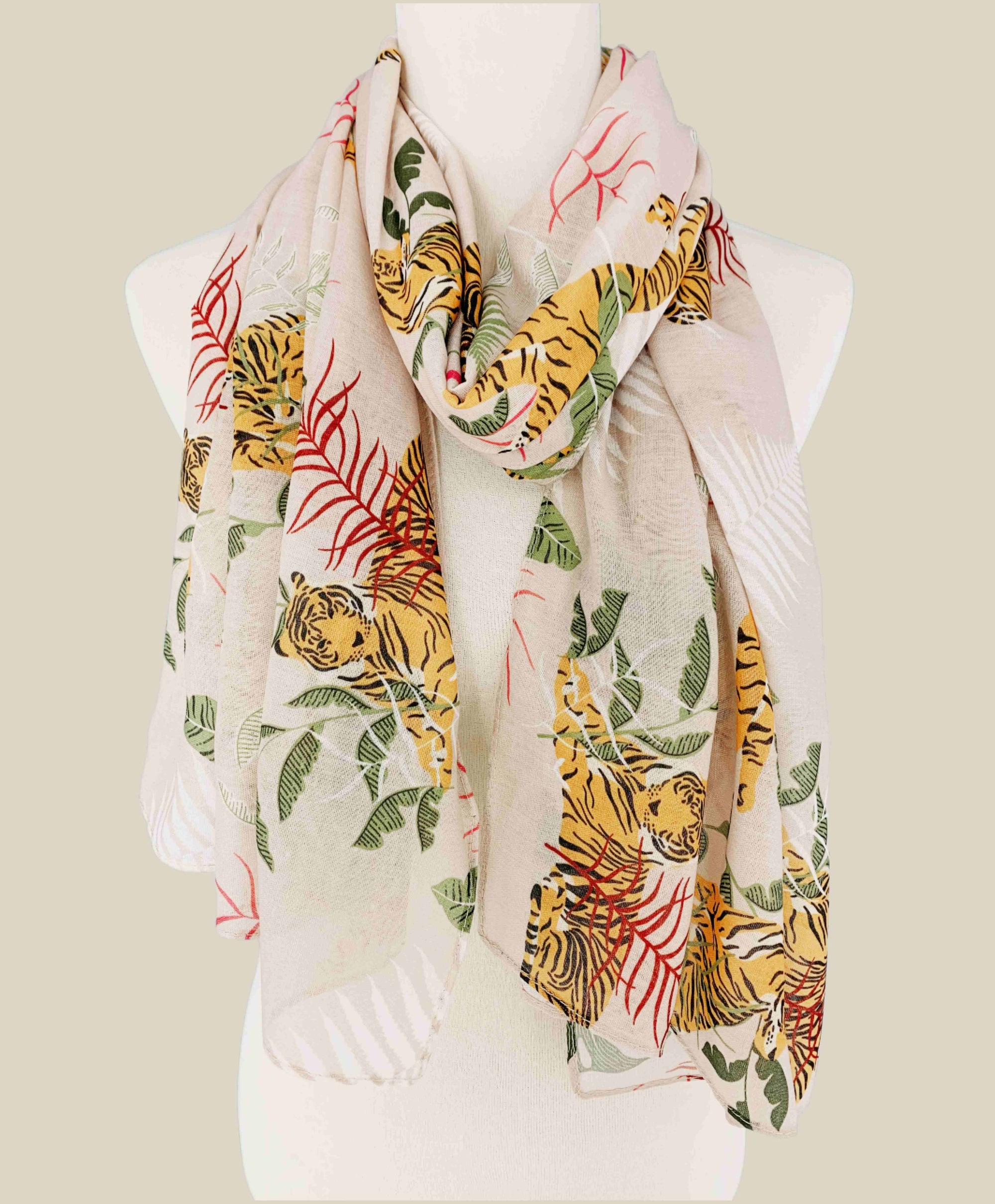 JC Sunny Fashion Tiger & Tropical Scarf