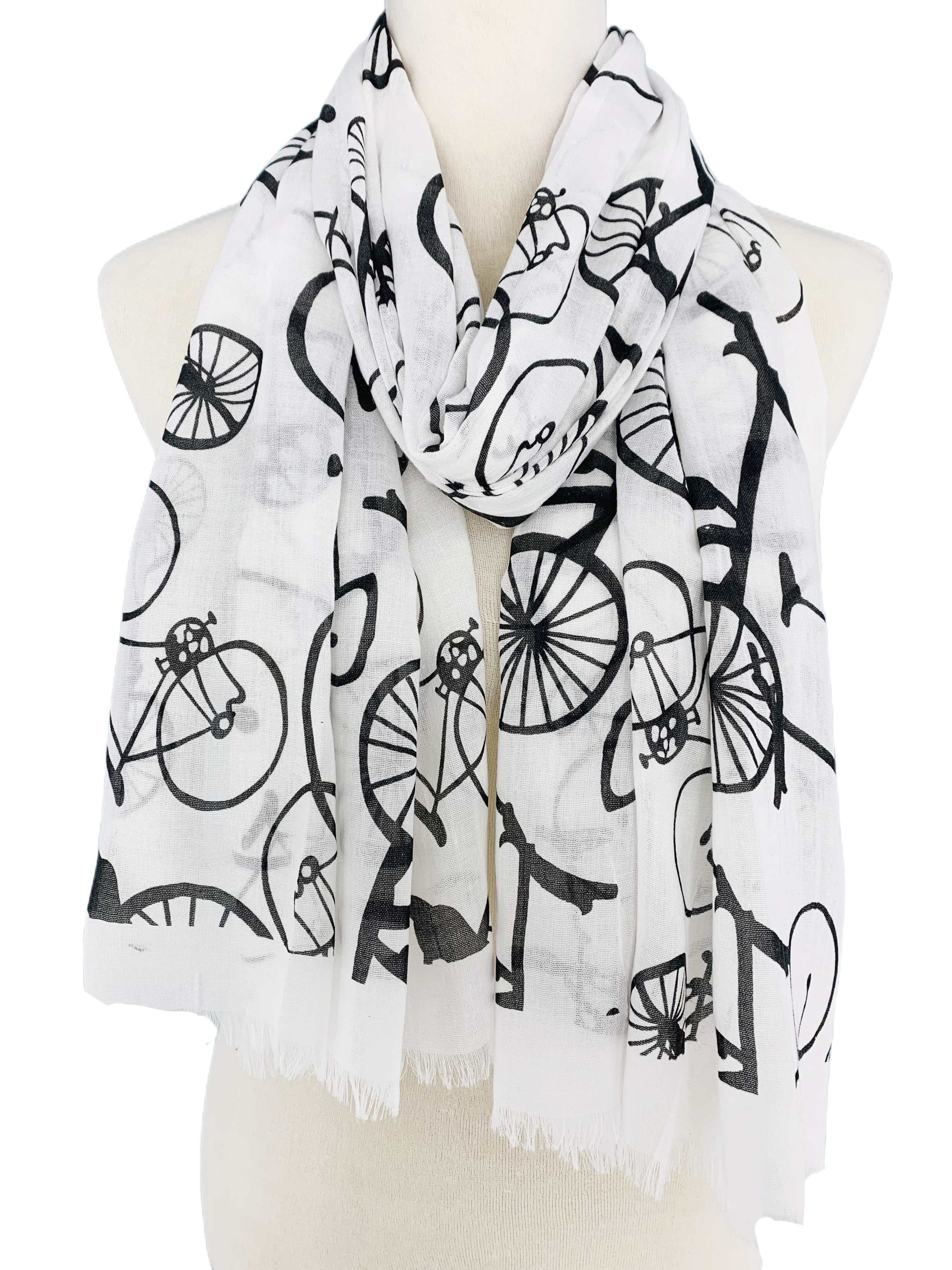 JC Sunny Fashion White-Black Bicycle Scarf