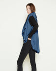 Look by M Kimono Classic Blue Cascades Basic Shawl Sweater Vest