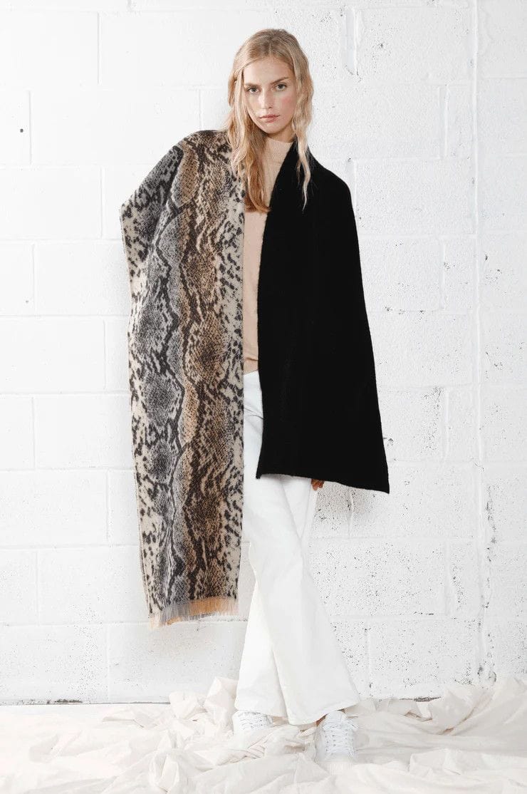 Look By M Scarves Two Toned Python Print Scarf/Shawl