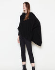 Look by M Sweater Black Handkerchief Hem Sweater