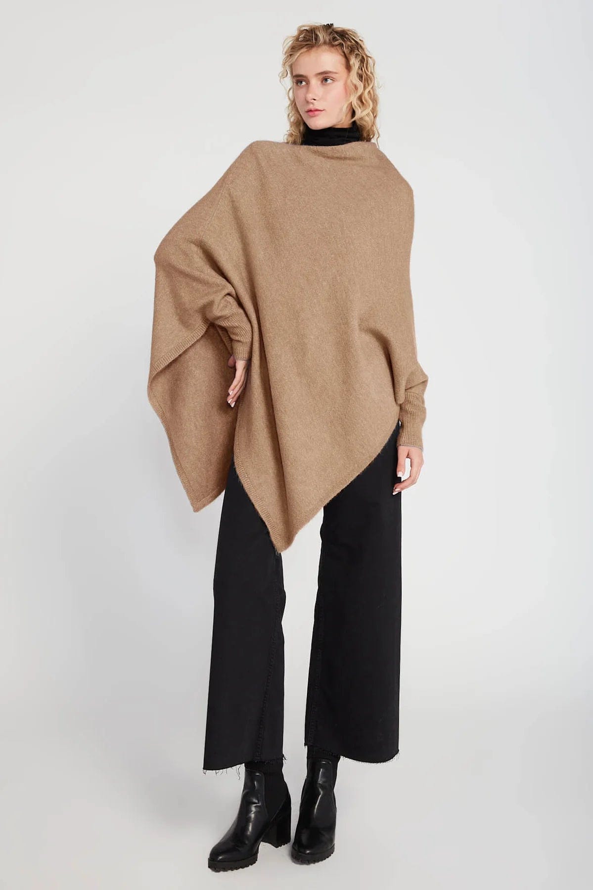 Look by M Sweater Camel Handkerchief Hem Sweater