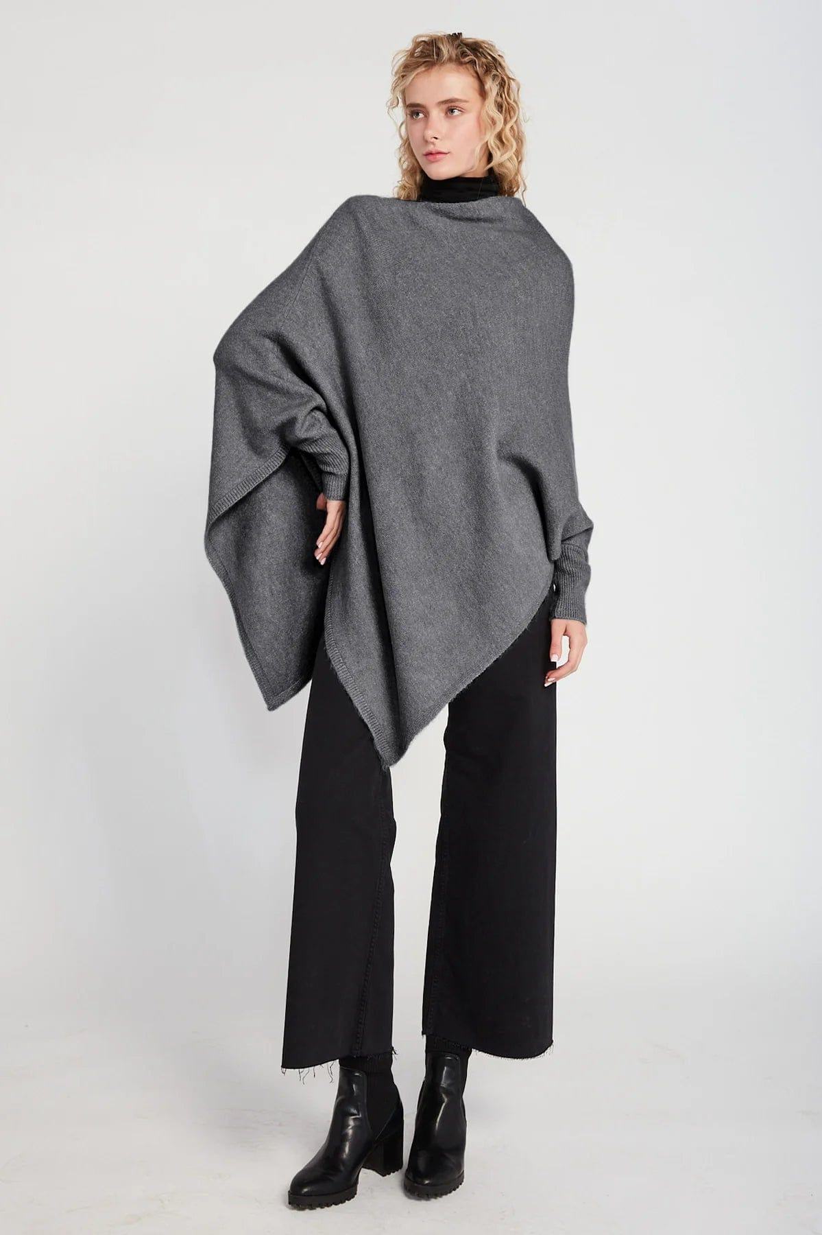 Look by M Sweater Charcoal Handkerchief Hem Sweater