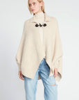 Look by M Sweater Duffle Toggle Cable Knit Open Front Sweater