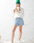 Look by M Sweater Ivory Basic Mock Neck Sweater