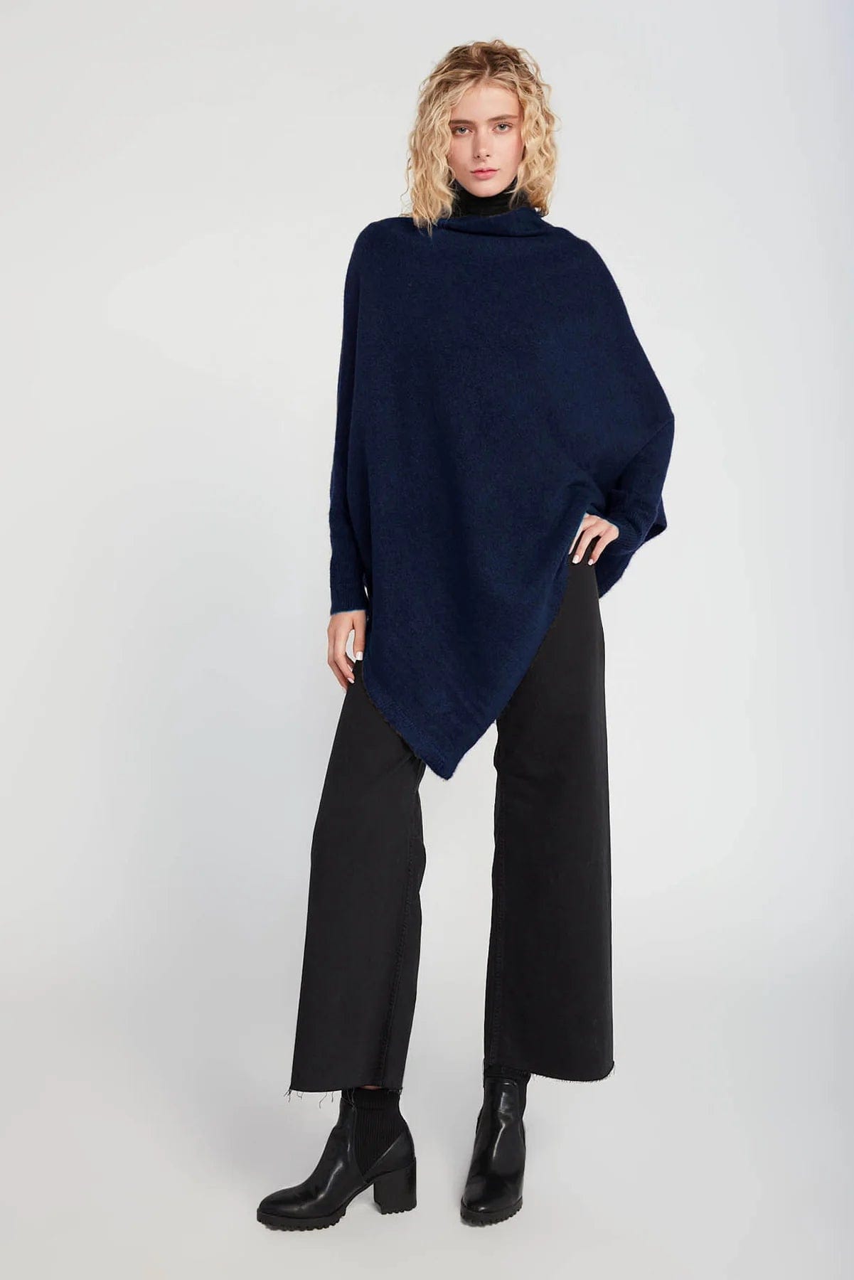 Look by M Sweater Navy Handkerchief Hem Sweater