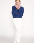 Look by M Sweater Pure Blue Basic Mock Neck Sweater