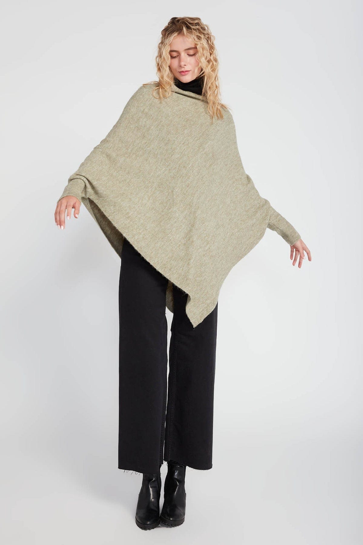 Look by M Sweater Sage Handkerchief Hem Sweater