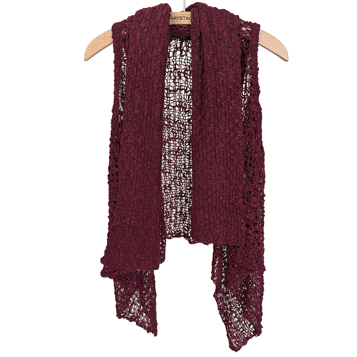 Lost River vest Reversible Popcorn Knit Shawl Vest - Merlot