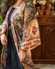 Market of Stars Courage Dear Heart Opera Duster Kimono Robe w/ Sacred Heart