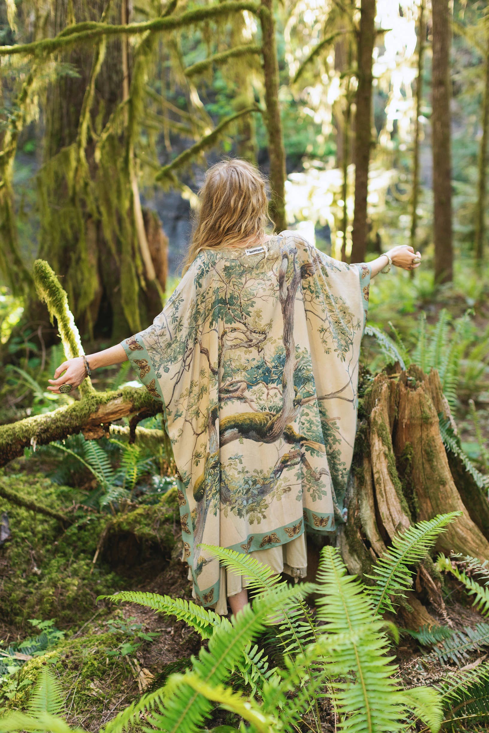 Market of Stars Earth and Sky Bohemian Goddess Starduster Kimono w/Trees