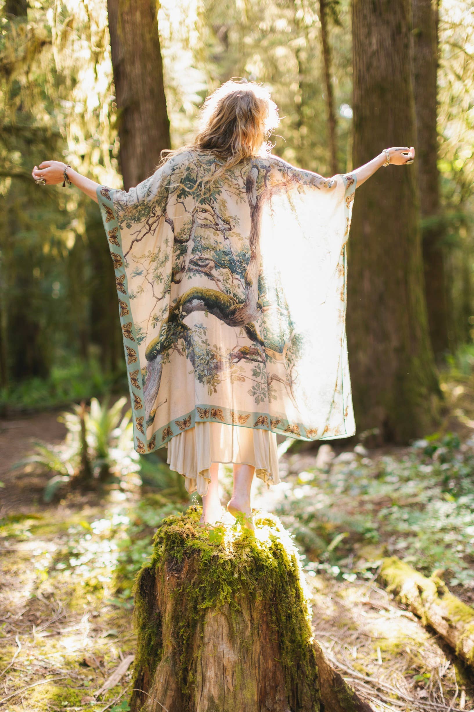 Market of Stars Earth and Sky Bohemian Goddess Starduster Kimono w/Trees