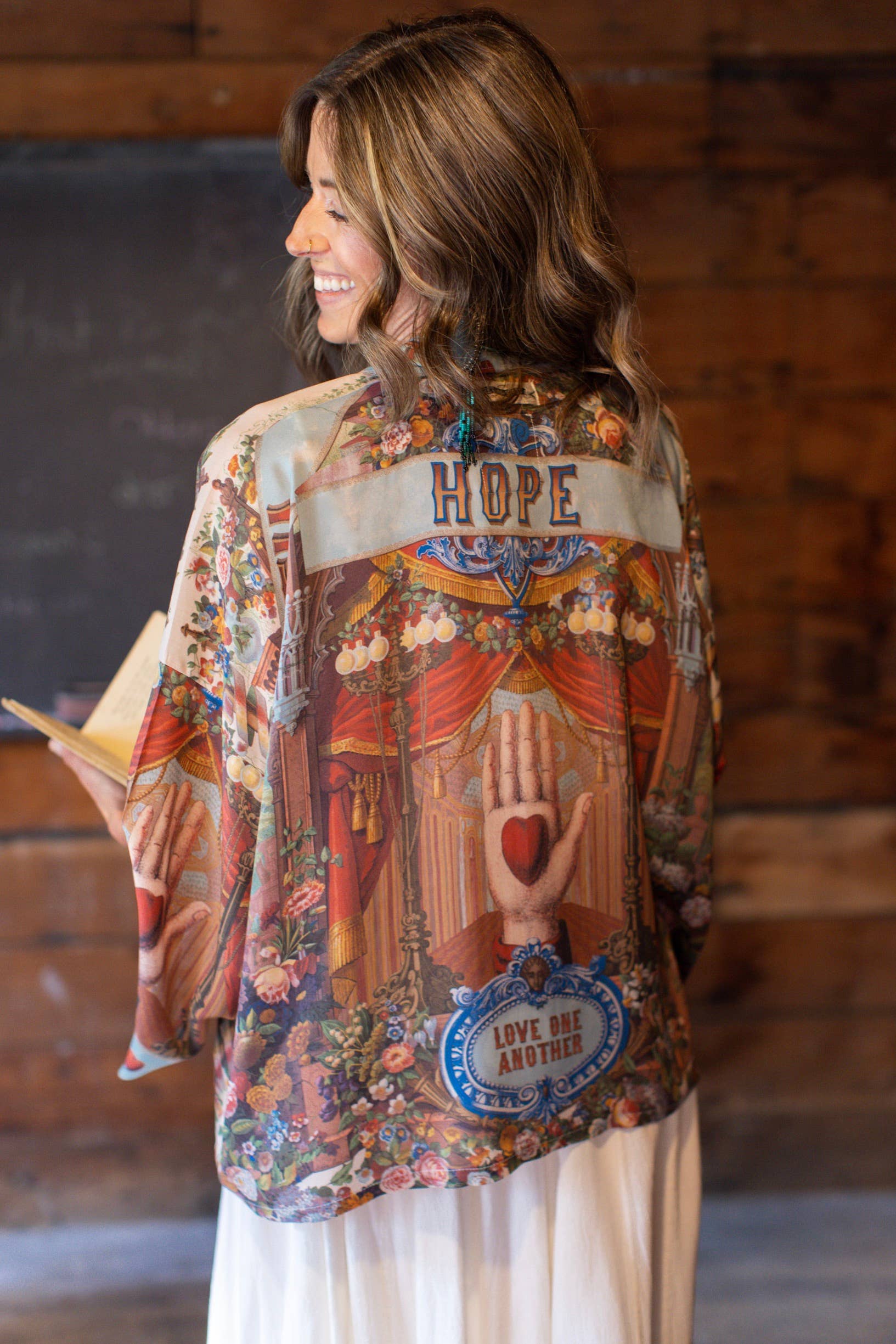 Market of Stars Love Language Pixie Duster Cropped Kimono w/ Faith, Hope