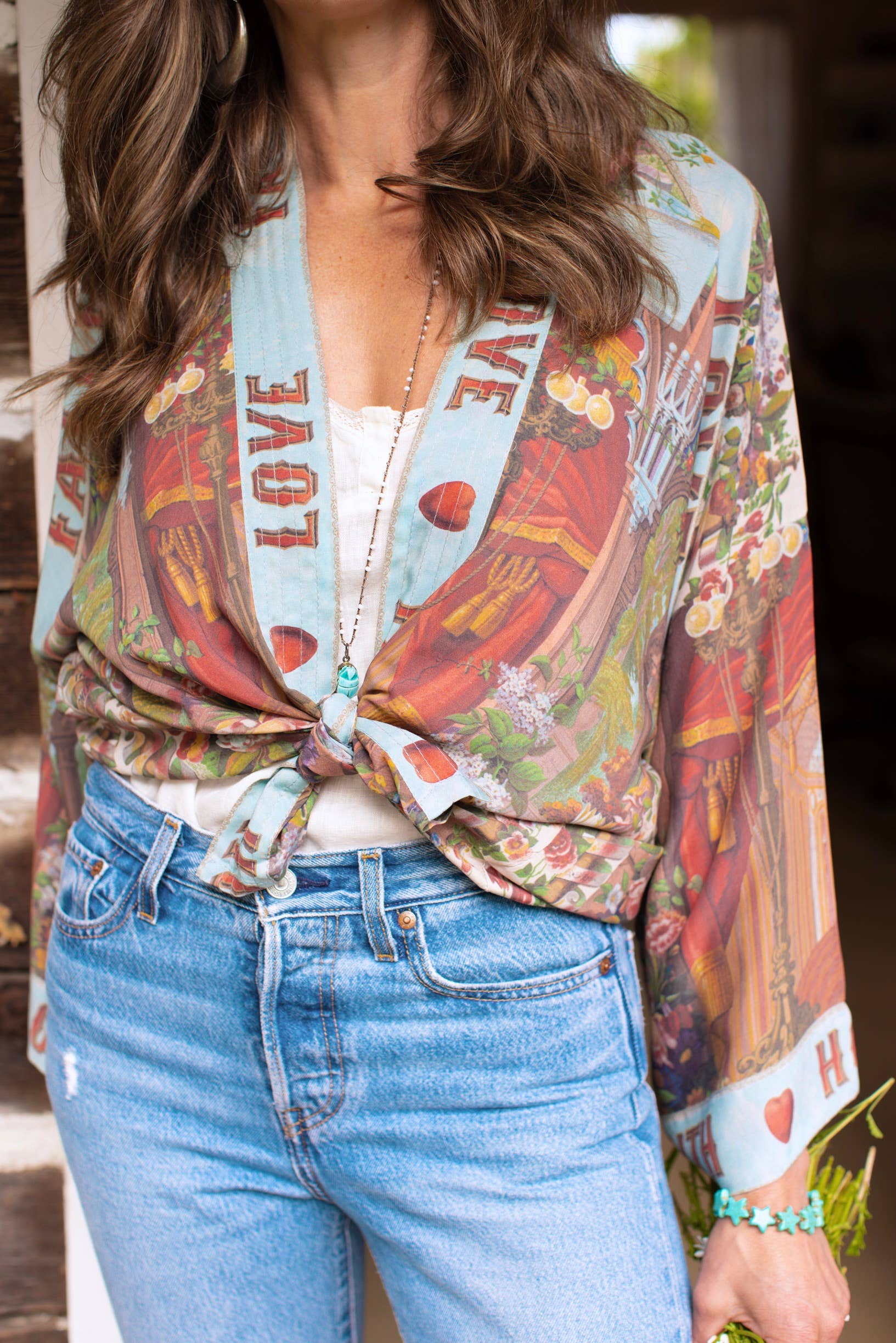 Market of Stars Love Language Pixie Duster Cropped Kimono w/ Faith, Hope