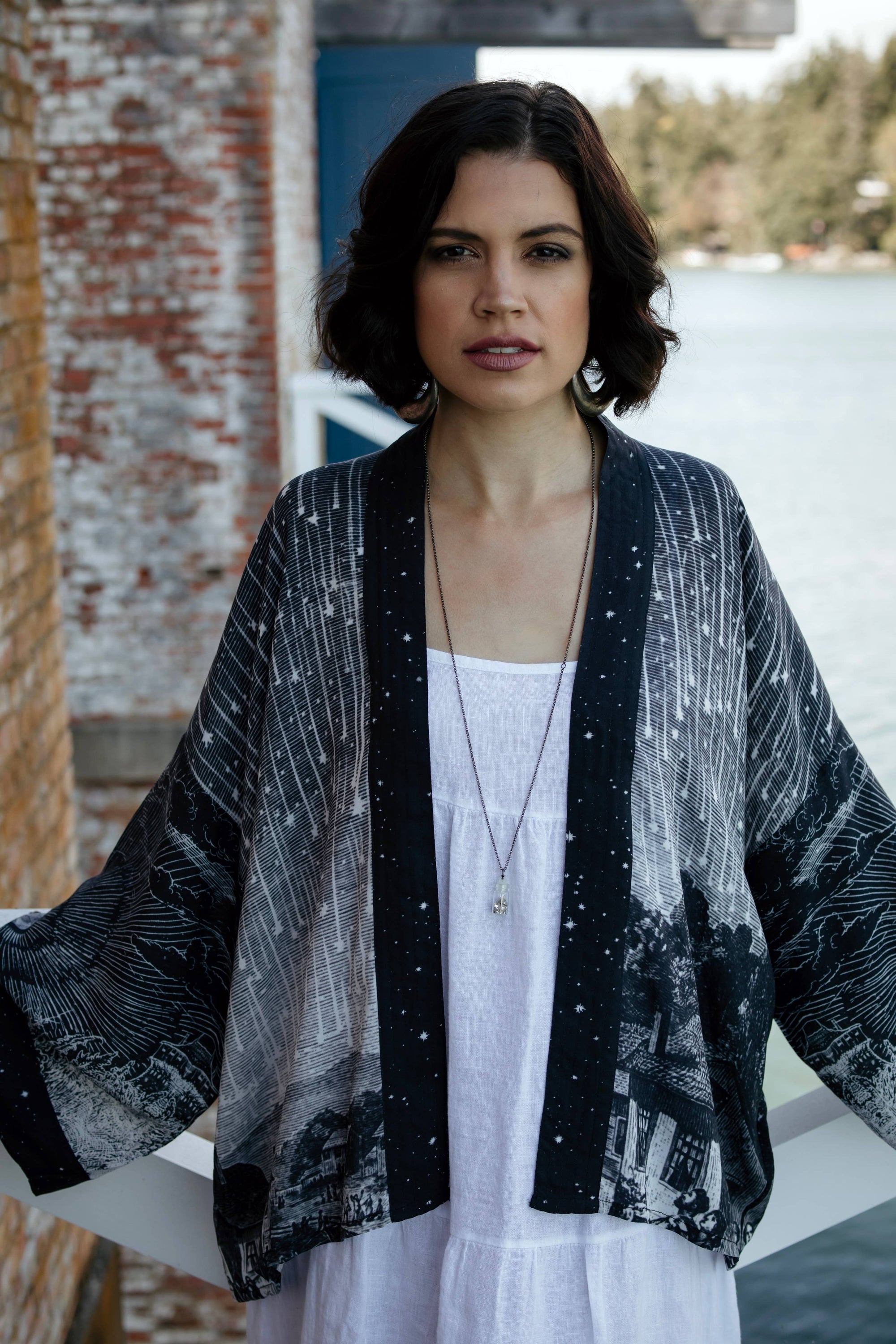 Market of Stars Stargazer Pixie Duster Cropped Kimono w/ Falling Stars