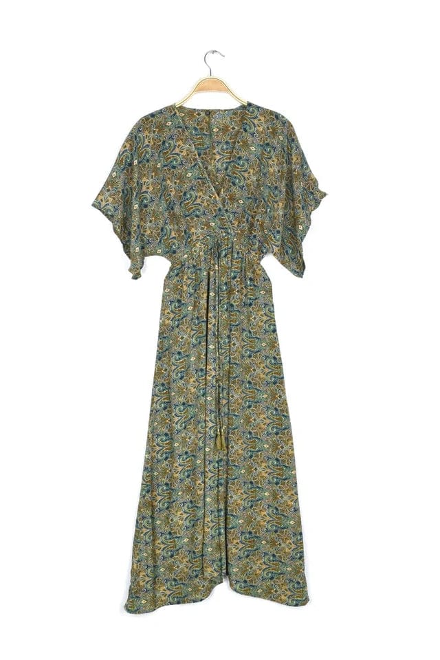 Nusantara Clover Printed Caftan Midi Dress - Clover