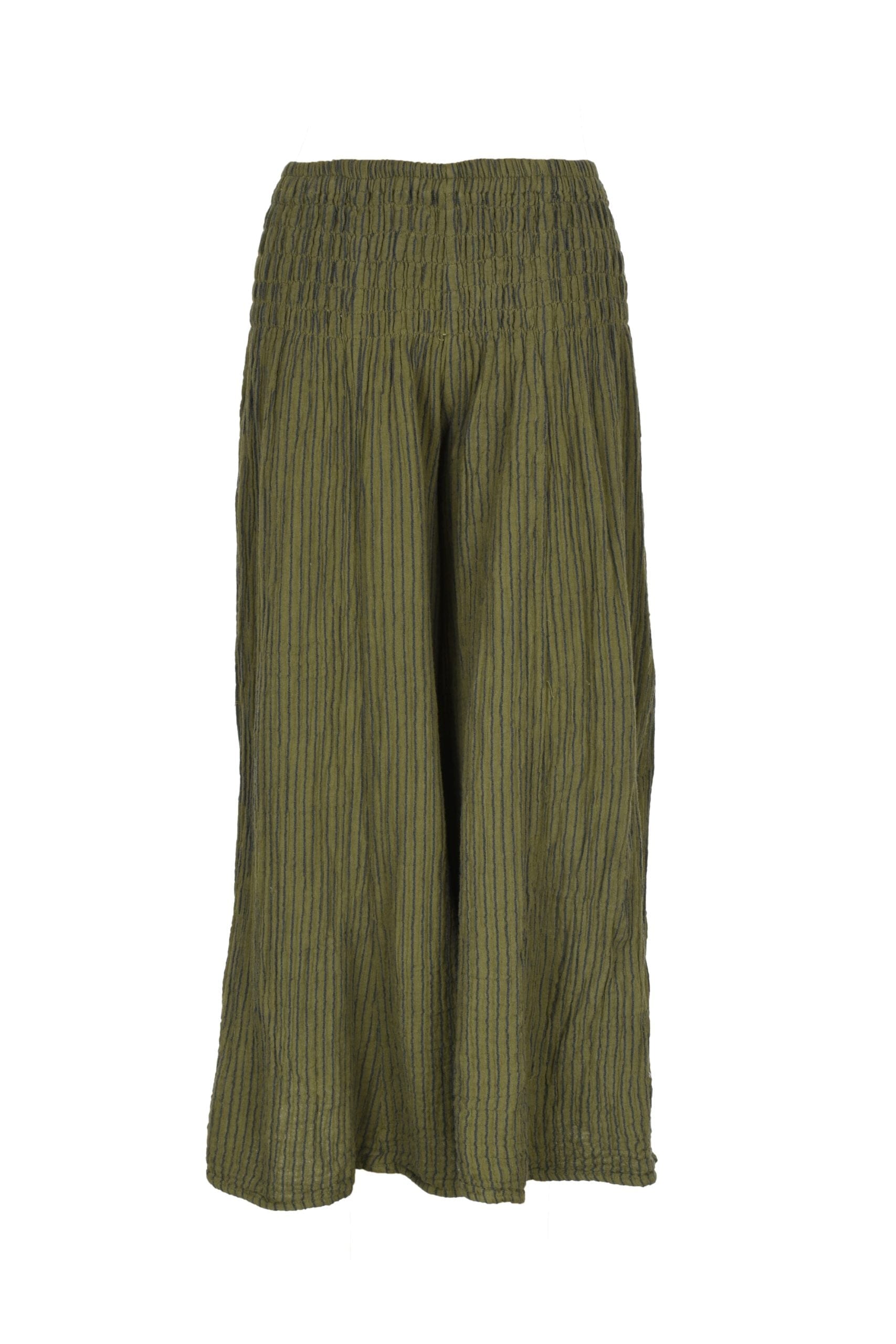 Nusantara Pant Gothic Olive/Black / Small/Medium Thai Cotton Shirred Elastic Waist Striped Pant Gothic Olive