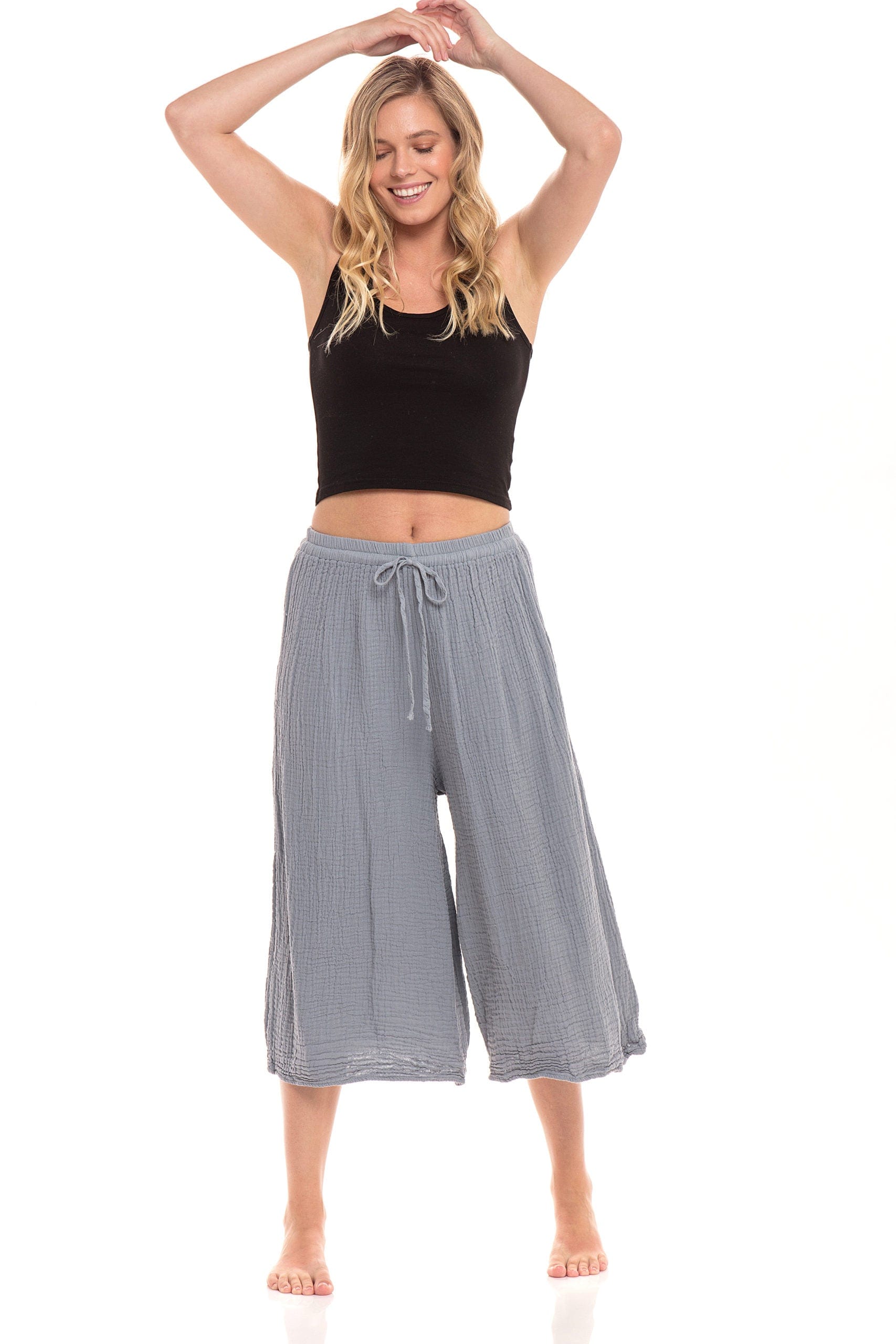 Nusantara Pant Thai Cotton Drawstring Flood Pants - Dove