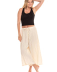 Nusantara Pant Thai Cotton Drawstring Flood Pants - Natural