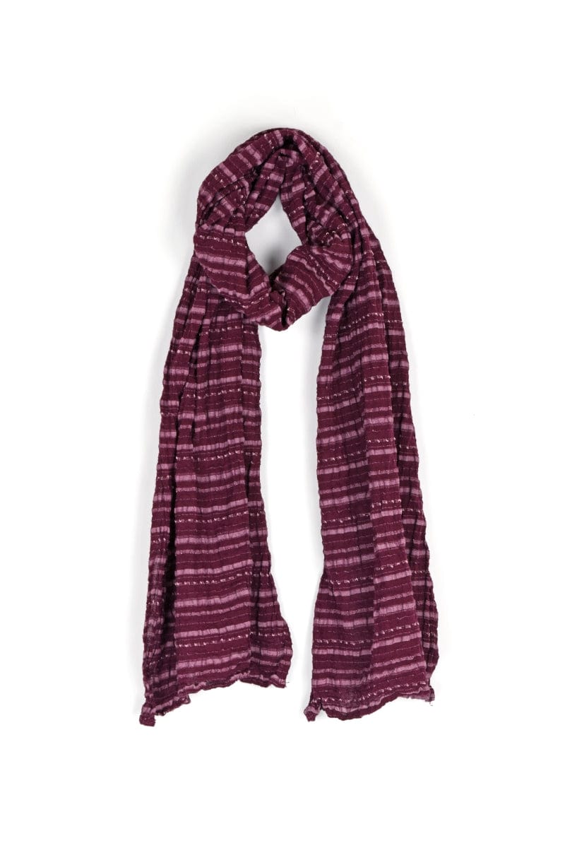 Nusantara Plum Thai Cotton Striped Scarf