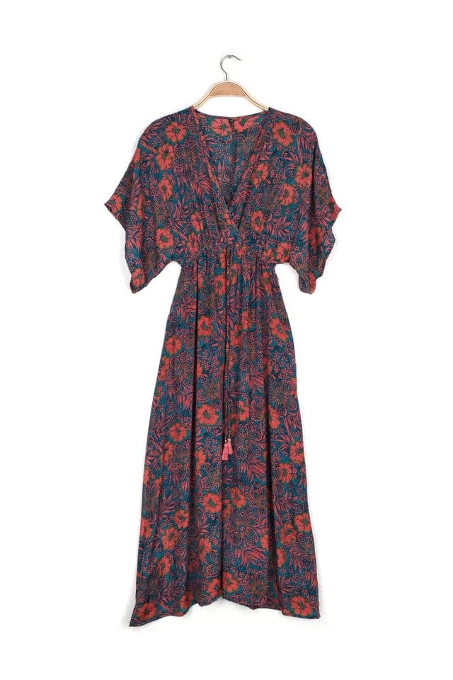 Nusantara Tiki Beach Printed Caftan Midi Dress - Tiki Beach