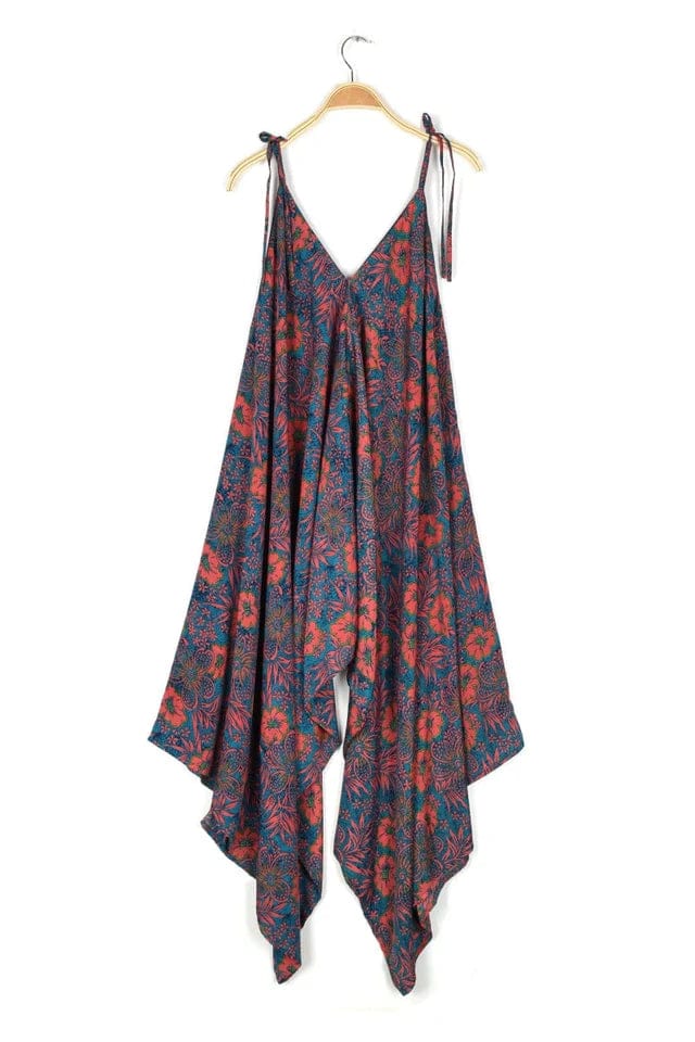 Nusantara Tiki Beach Tie Shoulder Printed Jumpsuit - Tiki Beach