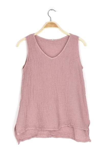 Nusantara top Ballet Pink / Large/Extra Large Thai Cotton V-neck Tank