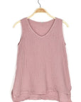 Nusantara top Ballet Pink / Large/Extra Large Thai Cotton V-neck Tank