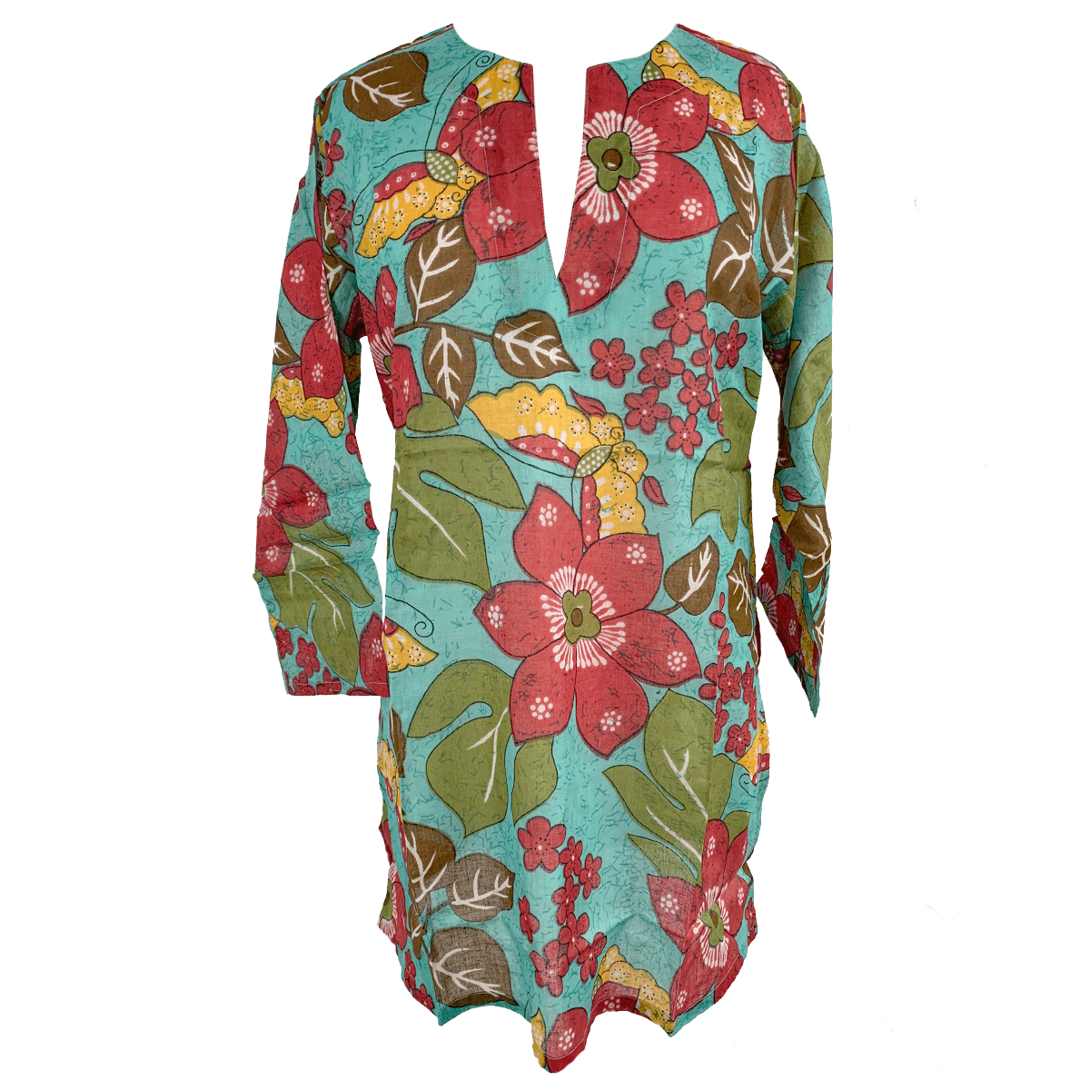 Nusantara top East Indies 100% Cotton Kurti Top - Flower Garden