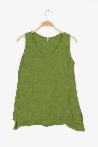 Nusantara top Grass / Small/Medium Thai Cotton V-neck Tank