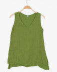 Nusantara top Grass / Small/Medium Thai Cotton V-neck Tank