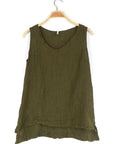 Nusantara top Olive / Small/Medium Thai Cotton V-neck Tank