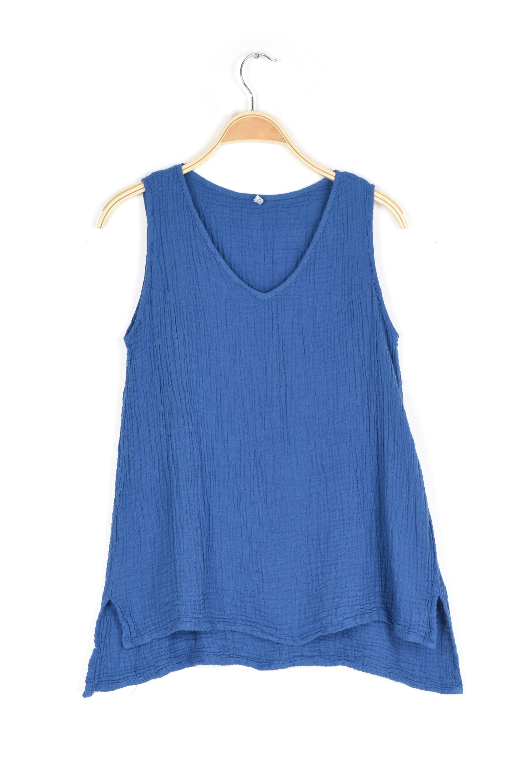 Nusantara top Palace Blue / Small/Medium Thai Cotton V-neck Tank