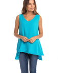 Nusantara top Turquoise / Small/Medium Thai Cotton V-neck Tank