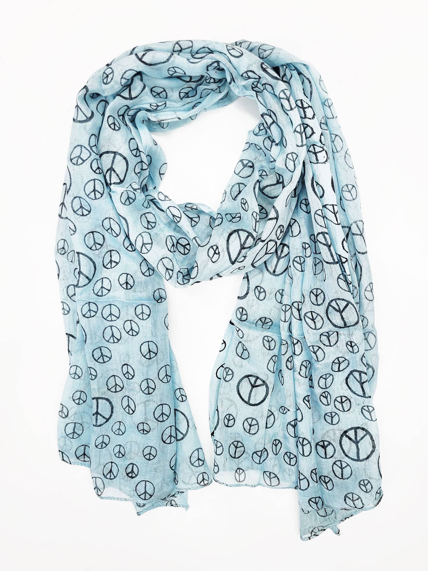 Raj Trading & Imports (USA) Inc. Ice Blue Peace Sign Scarf