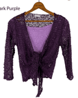 Tanami Sweater Dark Purple Tanami Tie Front Popcorn Sweater Shrug