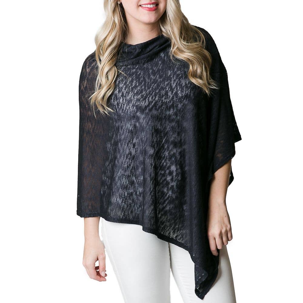 Top It Off Black Solid Emily Poncho- SALE $5.70